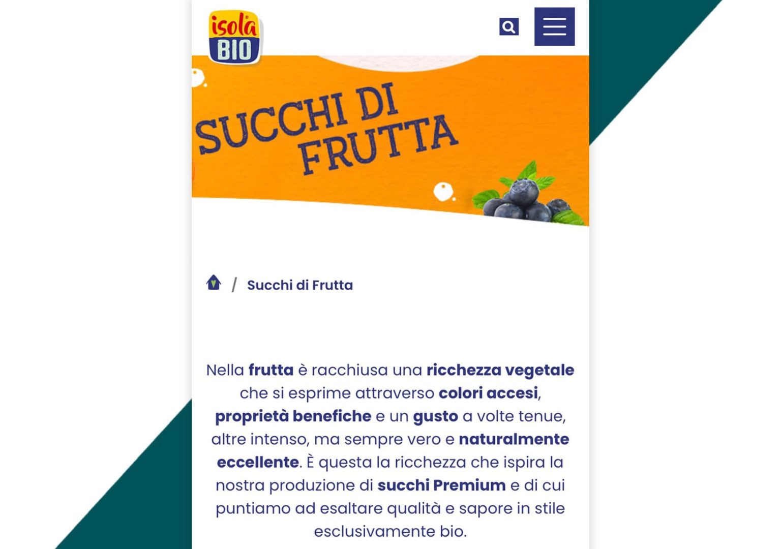 Esempio di tono di voce onirico-professionale Isola Bio