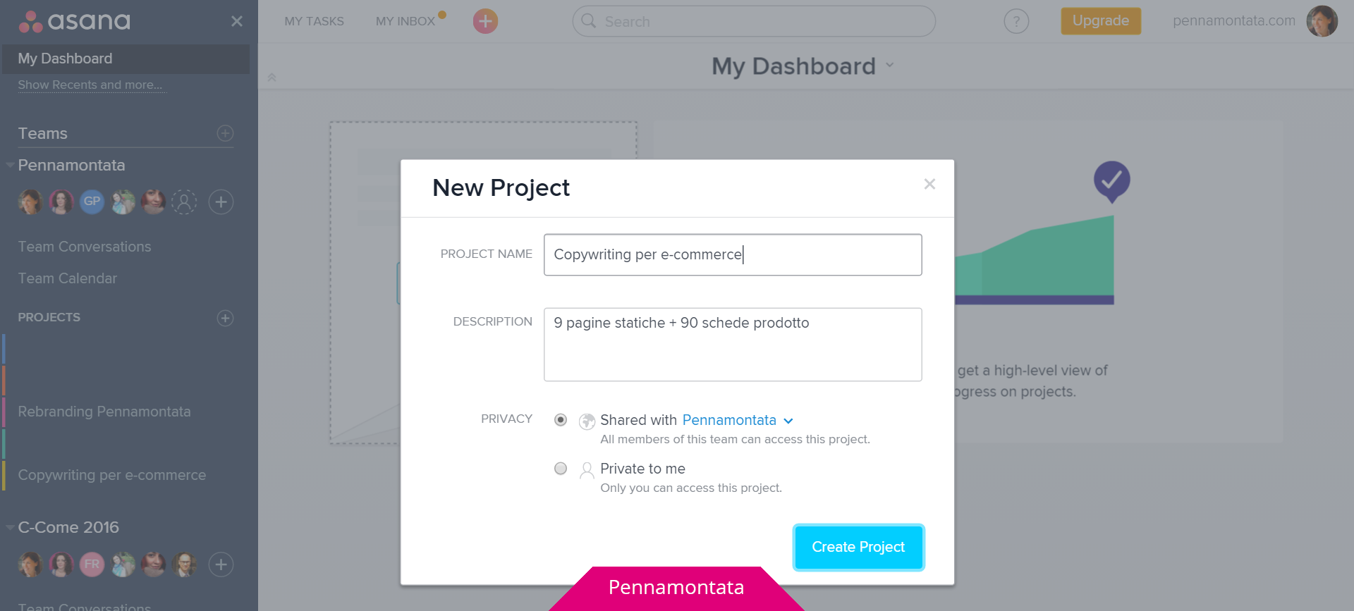 1. Creare progetto copywriting