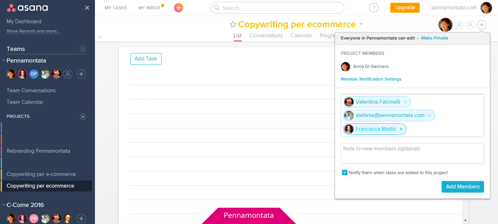 2. Condivisione progetto