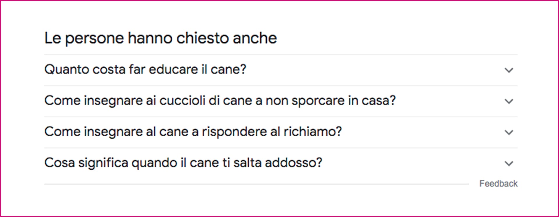 Esempio di utilizzo People Also Ask per il SEO copywriting