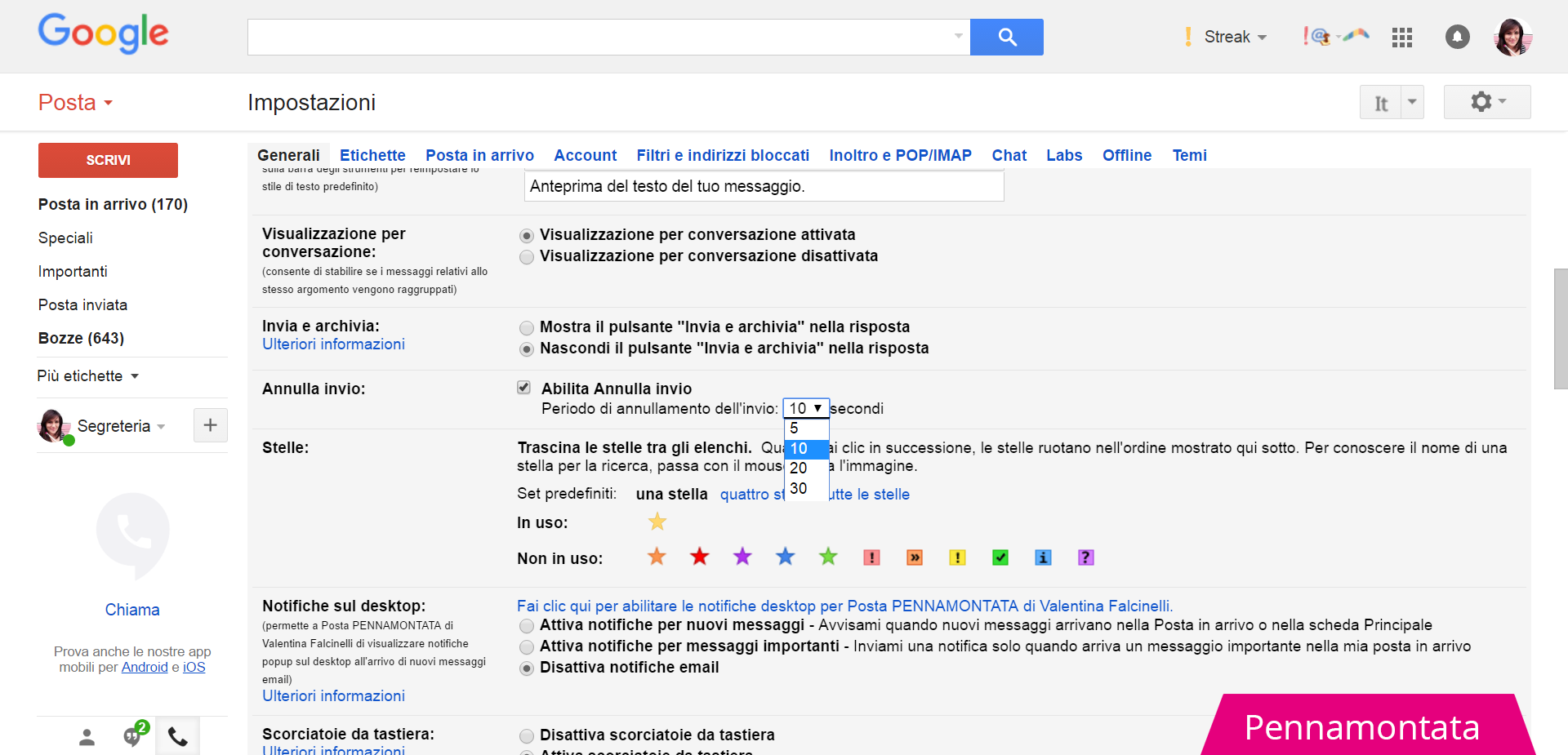 Annulla invio di email Gmail