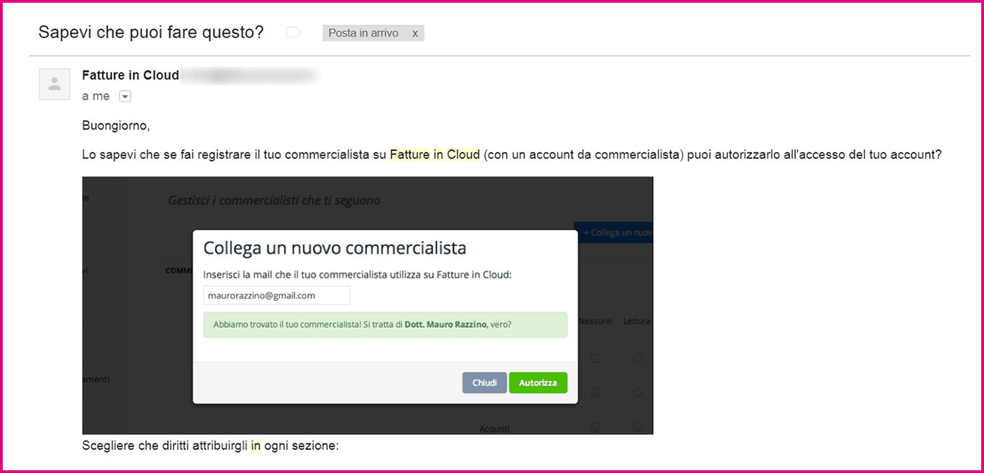 Email Fatture in Cloud
