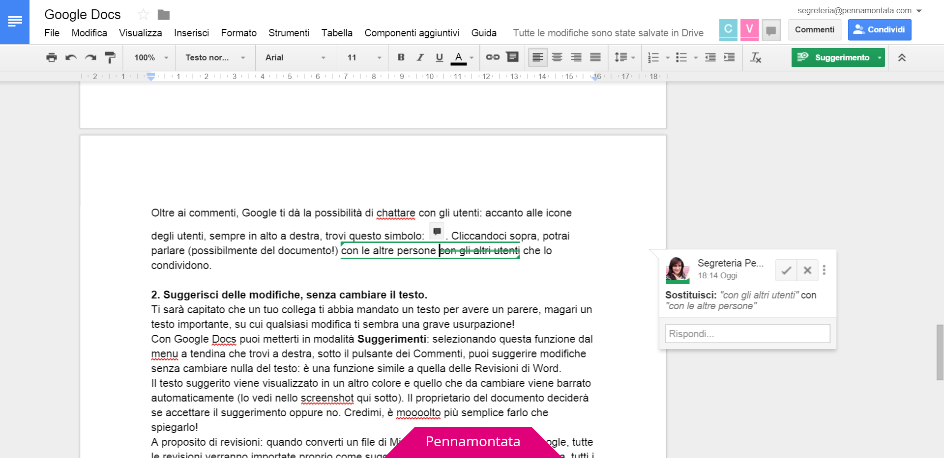 Google Docs suggerimenti