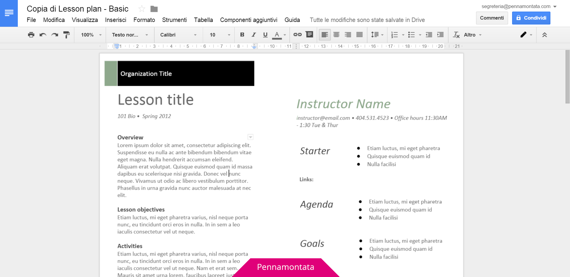 Google Docs template