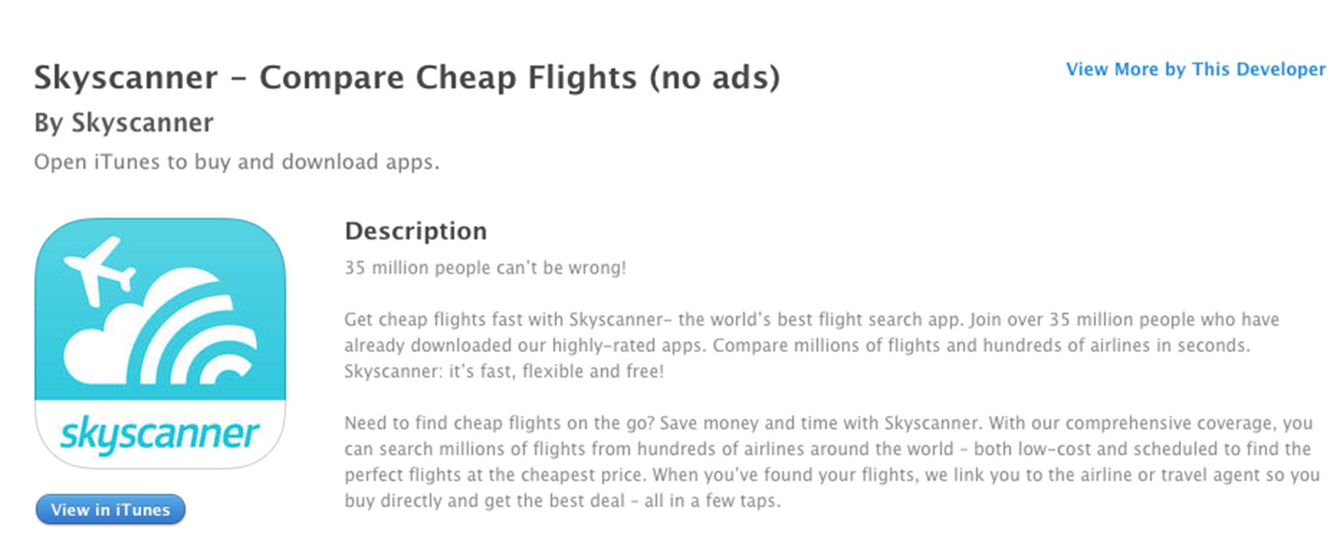 Copywriting app Skyscanner