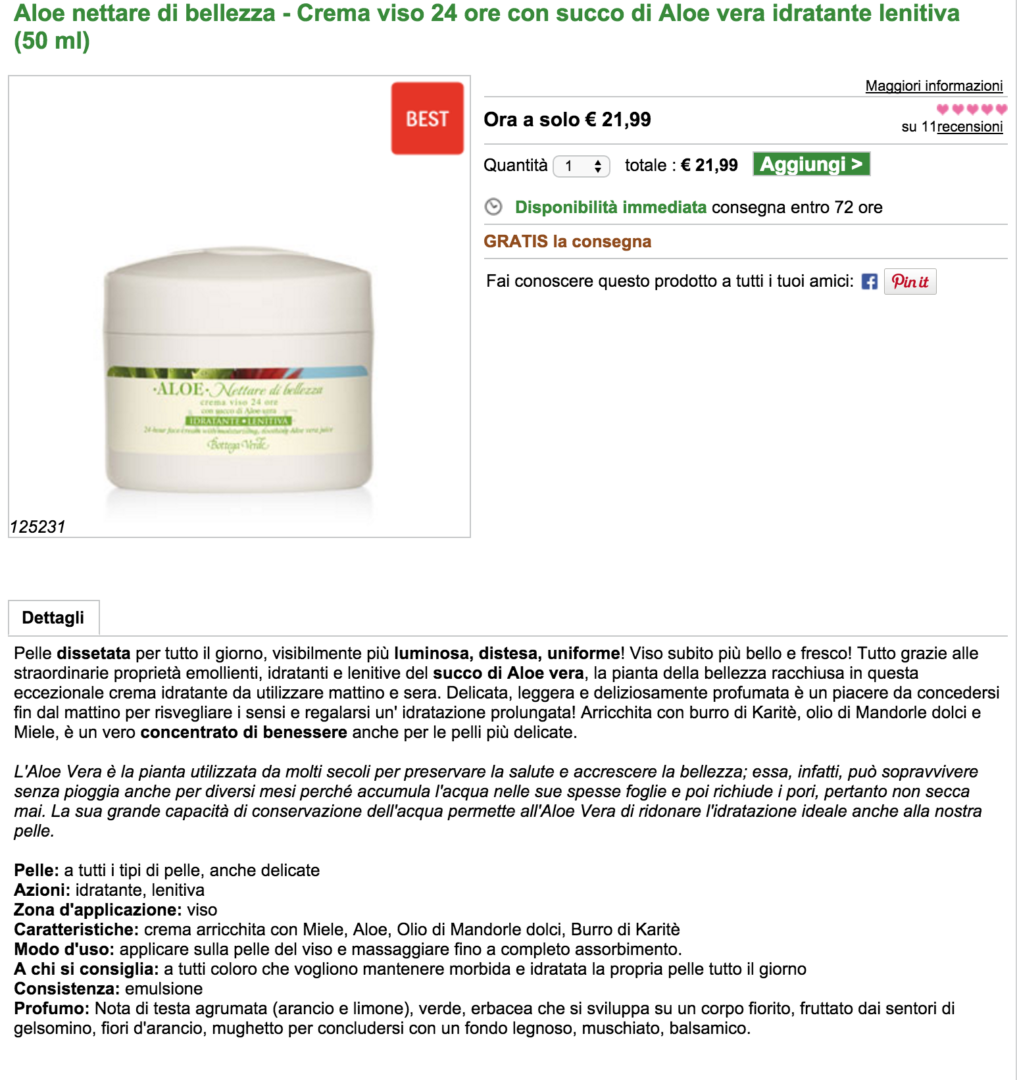 Tone of voice Bottega Verde