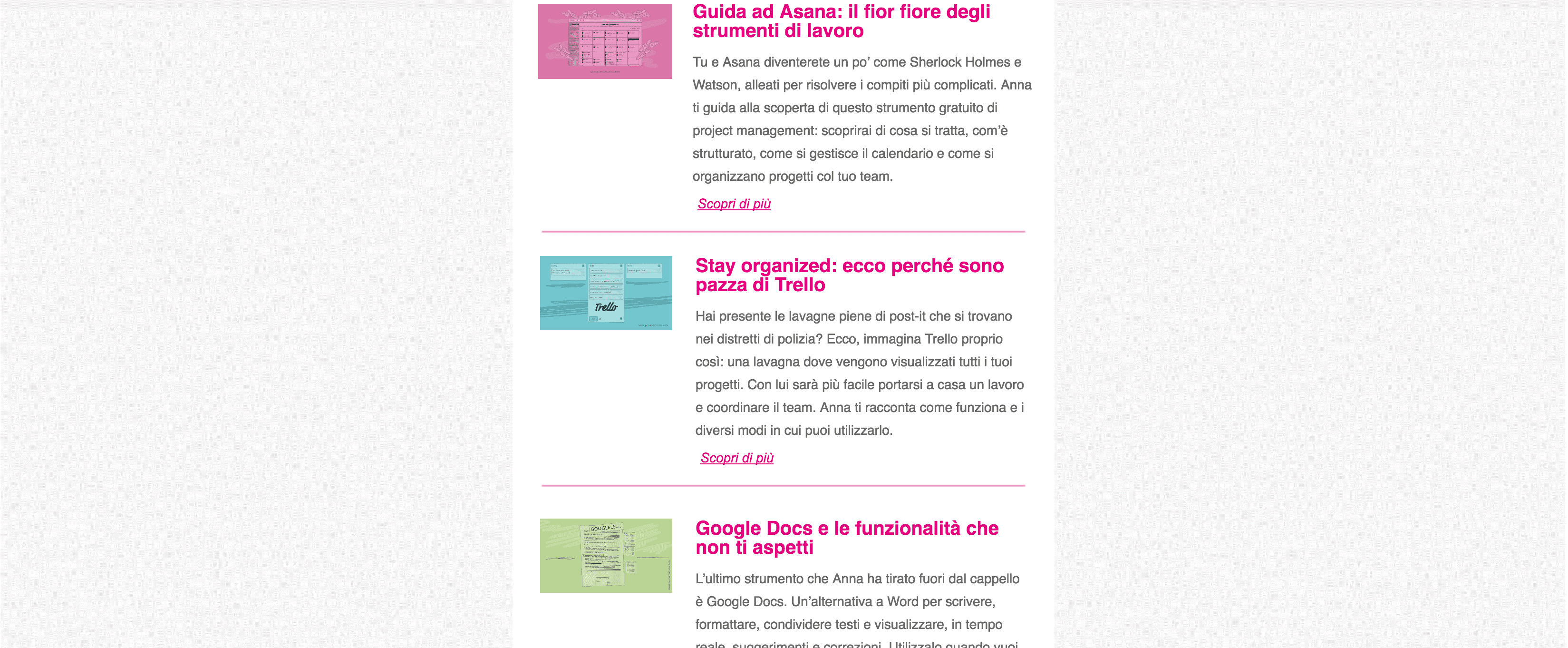 struttura box newsletter