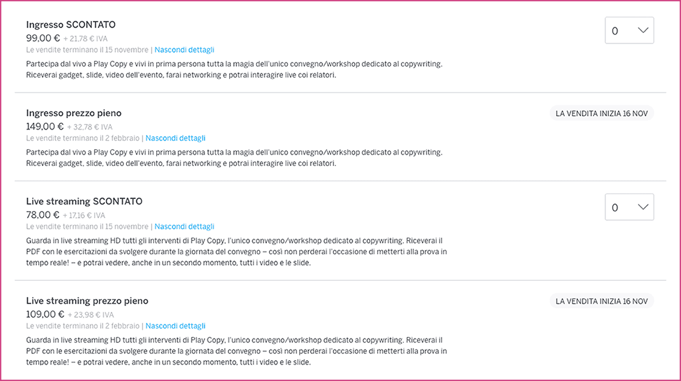 microcopywriting per modulo acquisto