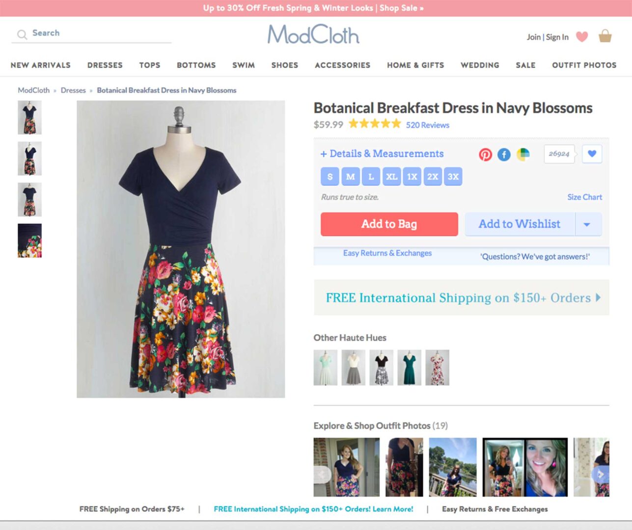 esempio scheda prodotto e-commerce moda modcloth