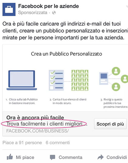 esempio cta facebook ads