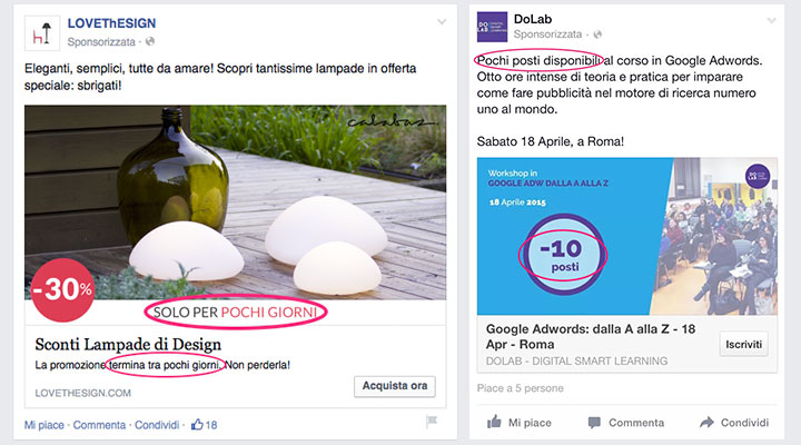 facebook ads copywriting senso di urgenza