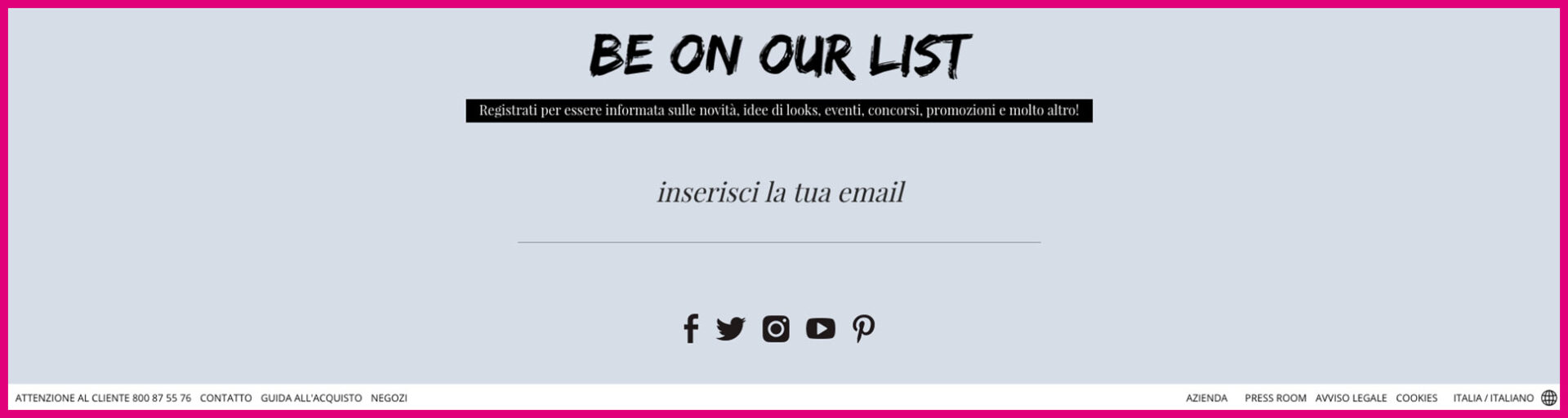 esempio footer sito stradivarius